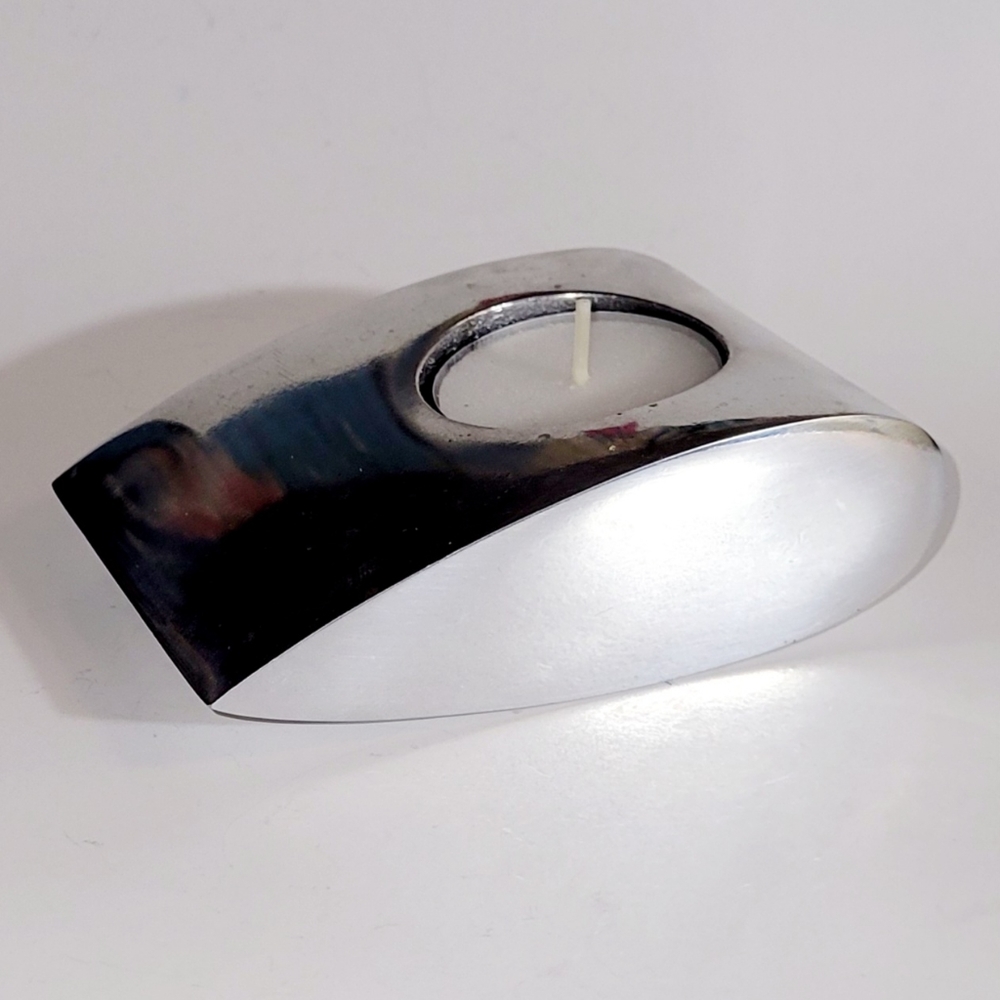 Tealight Candle Holder, Silver-tone Metal, Solid